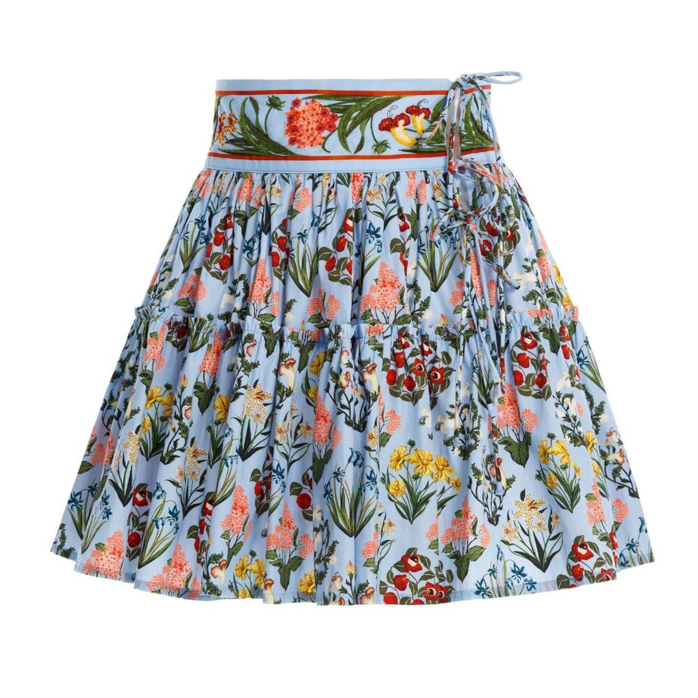 Agua Bendita Grosella Magdalena Dia Mini Skirt Blue Floral Print Cotton S